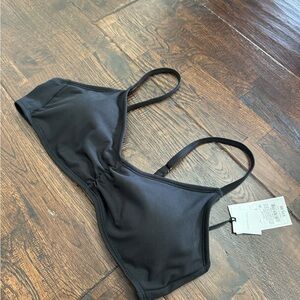 NWT Shade & Shore Black Ribbed Bikini Top Size M